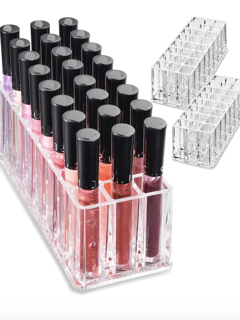 Clear Acrylic Lipstick & Lip Gloss Organizer - 24 Slots